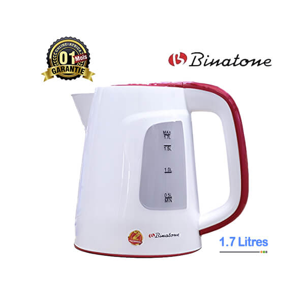 Bouilloire Électrique BINATONE 1.7L Vue de face, design moderne et élégant