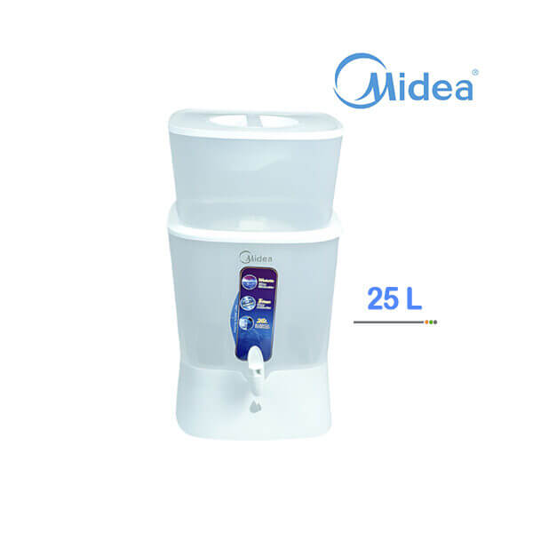 Filtre à Eau Midea 25L Vue de face, design compact et élégant