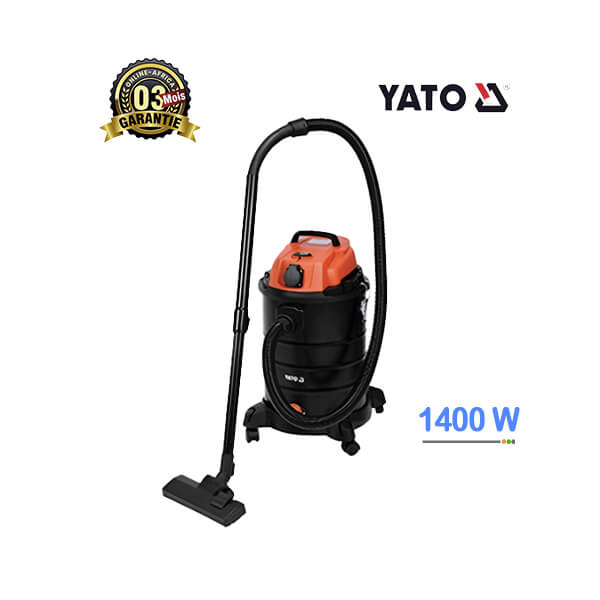 Aspirateur YATO 1400W Vue de face, design robuste et industriel