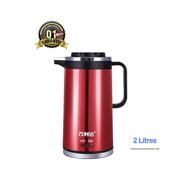 Bouilloire Thermos Marado 2L Vue de face, design élégant en acier inoxydable