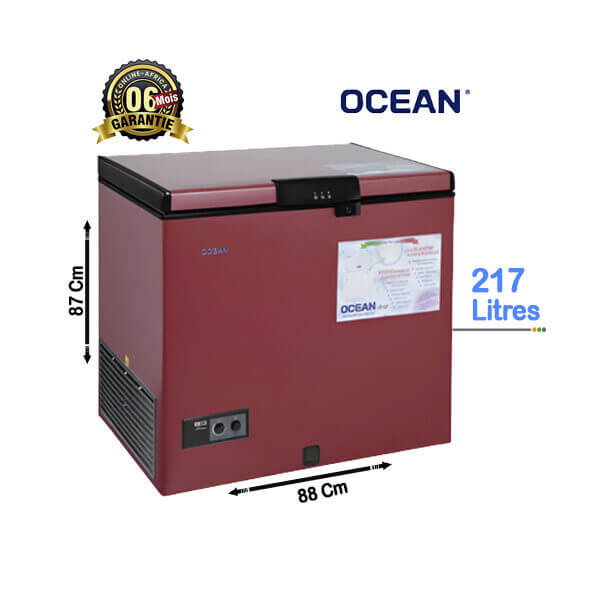 Congélateur Coffre OCEAN 217L Vue de face, design compact et spacieux