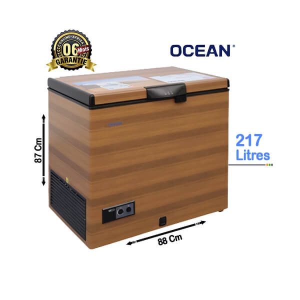 Congélateur Coffre OCEAN 217L Vue de face, design compact et spacieux