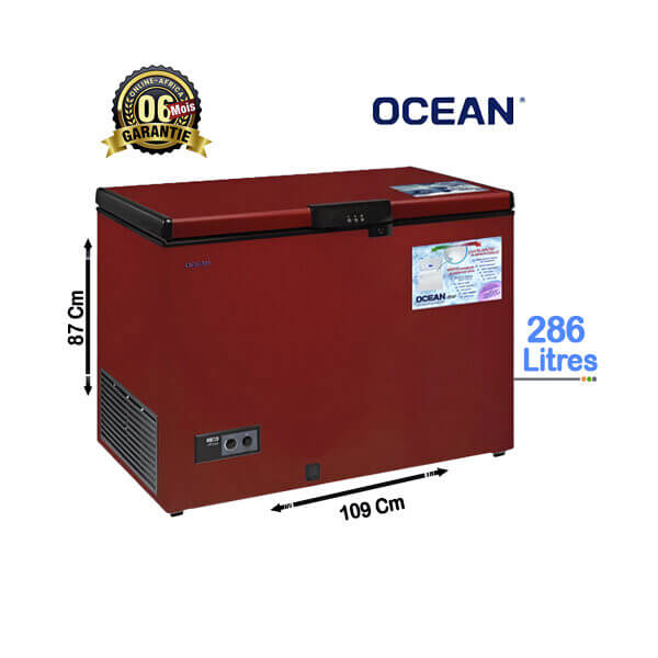 Congélateur Coffre OCEAN 286L Vue de face, design robuste et spacieux