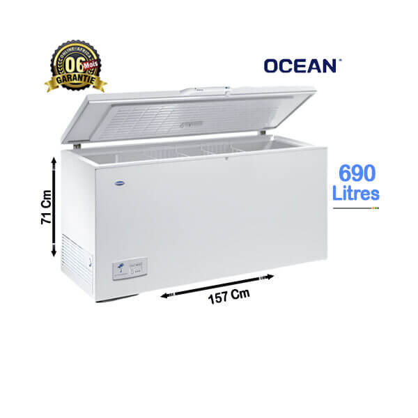Congélateur Coffre OCEAN 690L Vue de face, design robuste et ultraspacieux