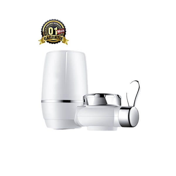 Filtre Eau pour Robinet Vue de face, design compact et discret.