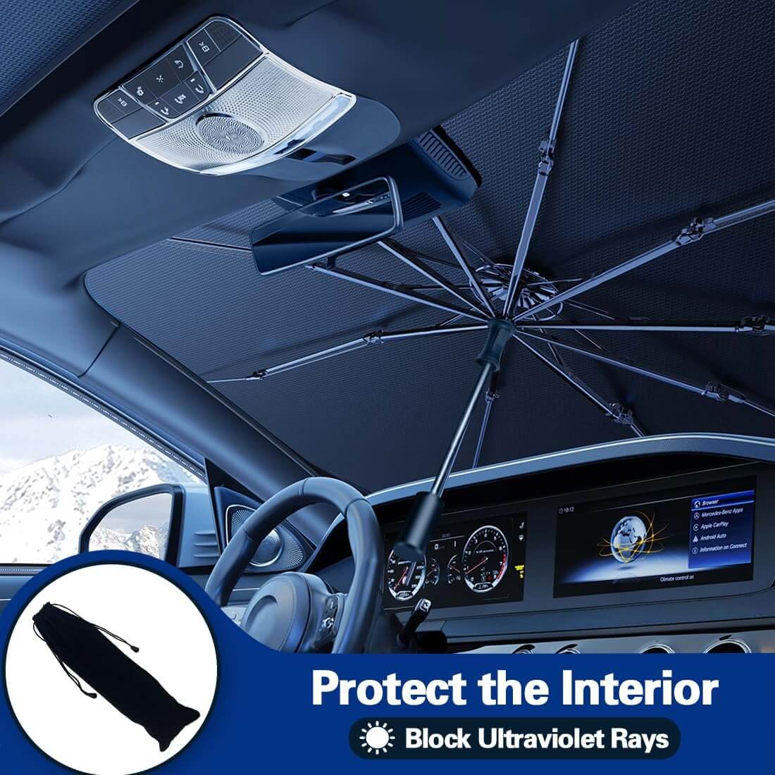 Pare-soleil pliable pour pare-brise de voiture, protection UV, isolation thermique, pour pare-brise de voiture, camion, voiture (grand modèle) – Image 3
