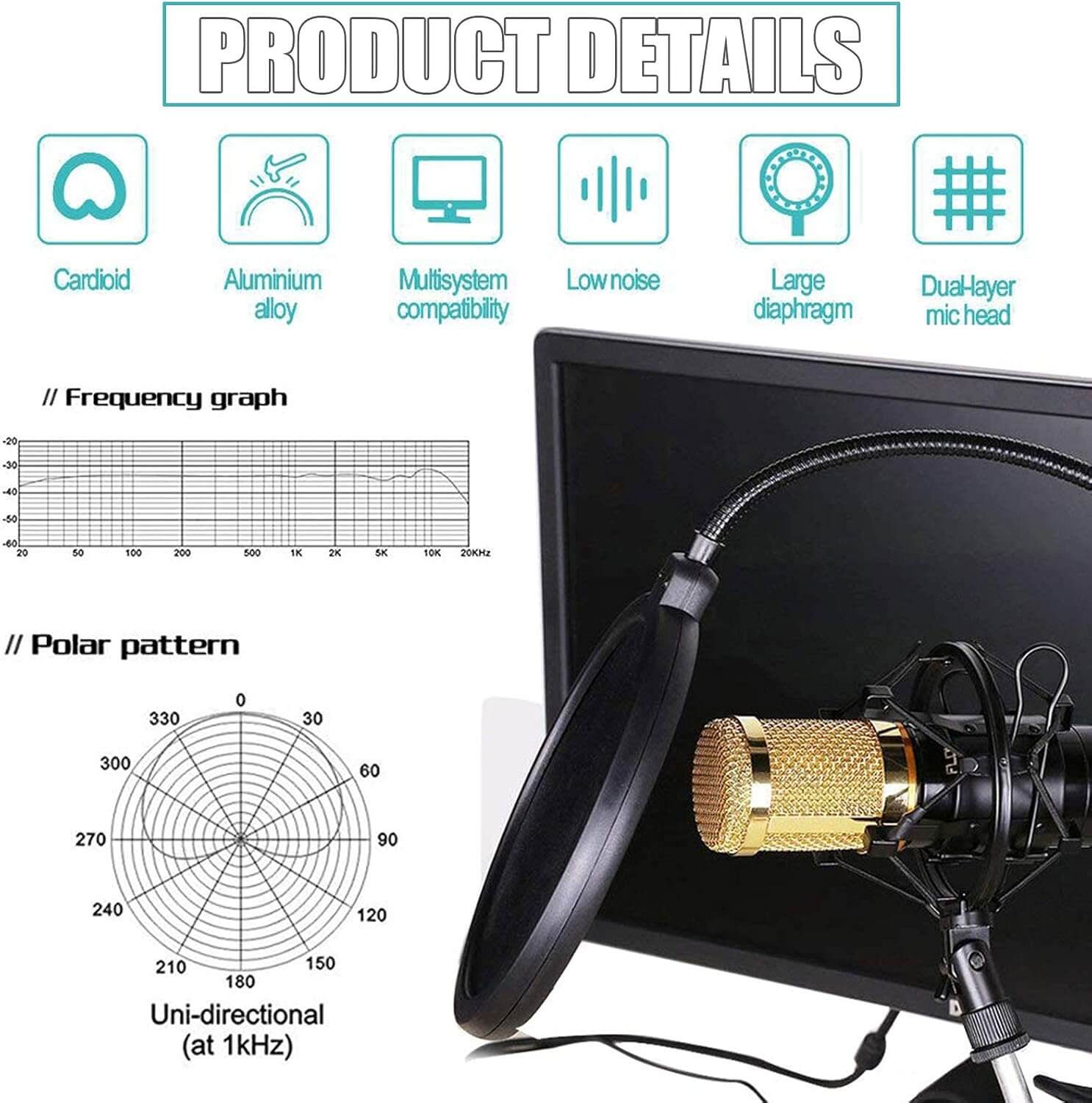 Kit De Microphone À Condensateur, Bm-800 Mic Professional Studio Recording Set, Live Sound Card with Effects and Voice Changer, Mini Sound Mixer Board with Multiple Sound Effects for Podcasts, Record – Image 3