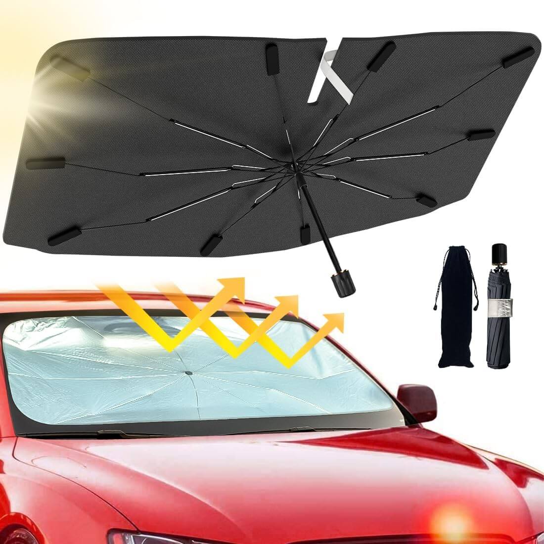 Pare-soleil pliable pour pare-brise de voiture, protection UV, isolation thermique, pour pare-brise de voiture, camion, voiture (grand modèle)