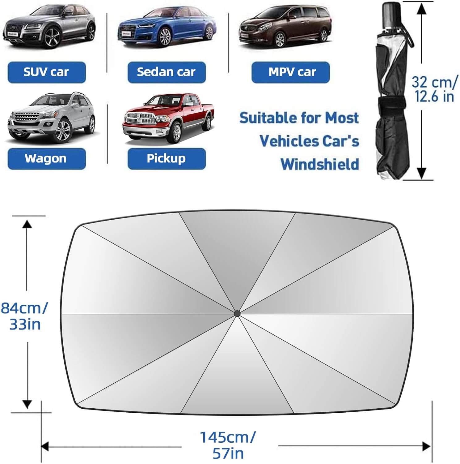 Pare-soleil pliable pour pare-brise de voiture, protection UV, isolation thermique, pour pare-brise de voiture, camion, voiture (grand modèle) – Image 5