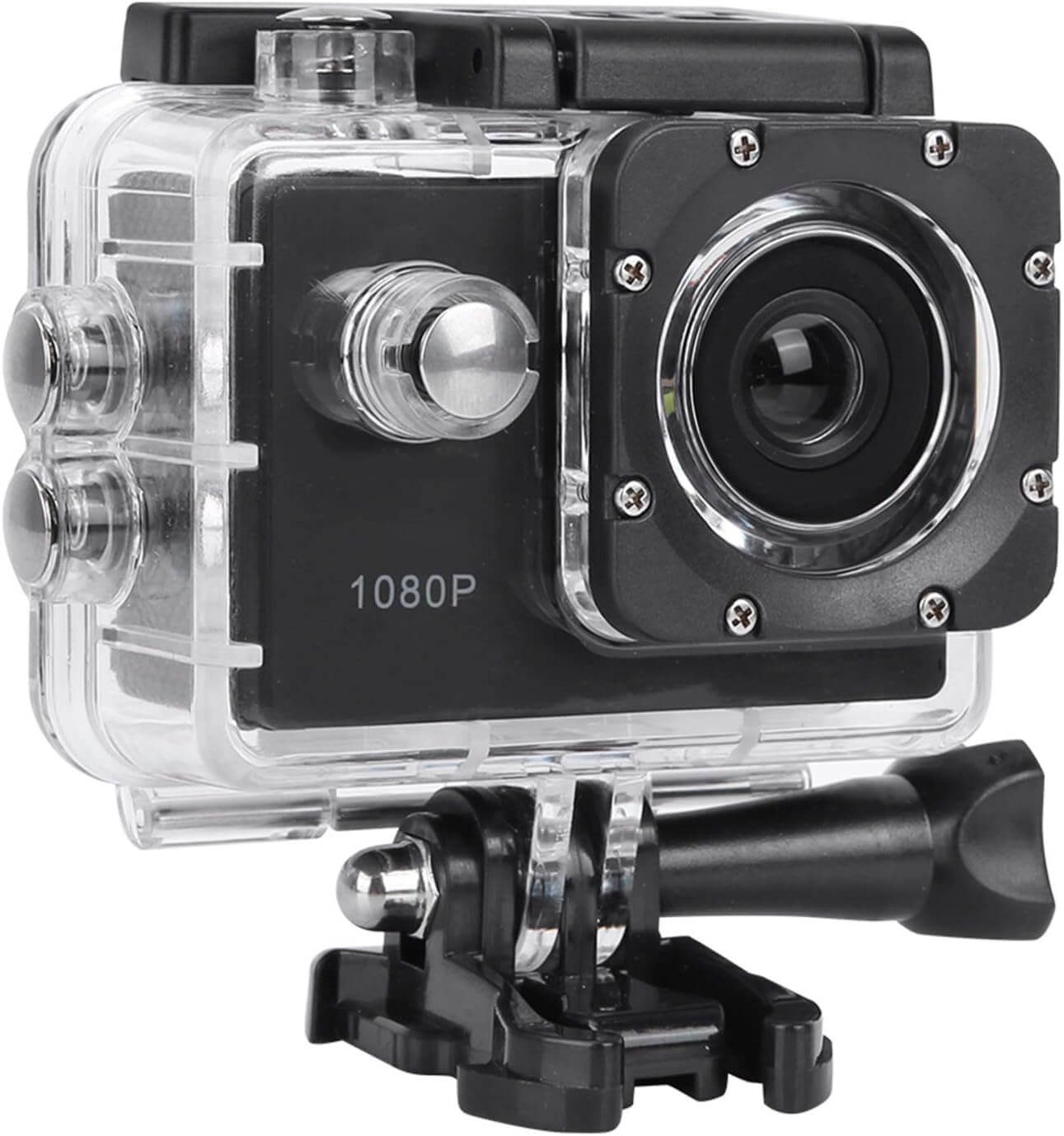Caméra d'action Full HD 2 pouces, caméra de sport 1080p 12 MP, étanche jusqu'à 30 m/98 pi avec grand angle de 140 degrés et kit de montage pour vlogging, plongée, vélo et escalade – Image 2