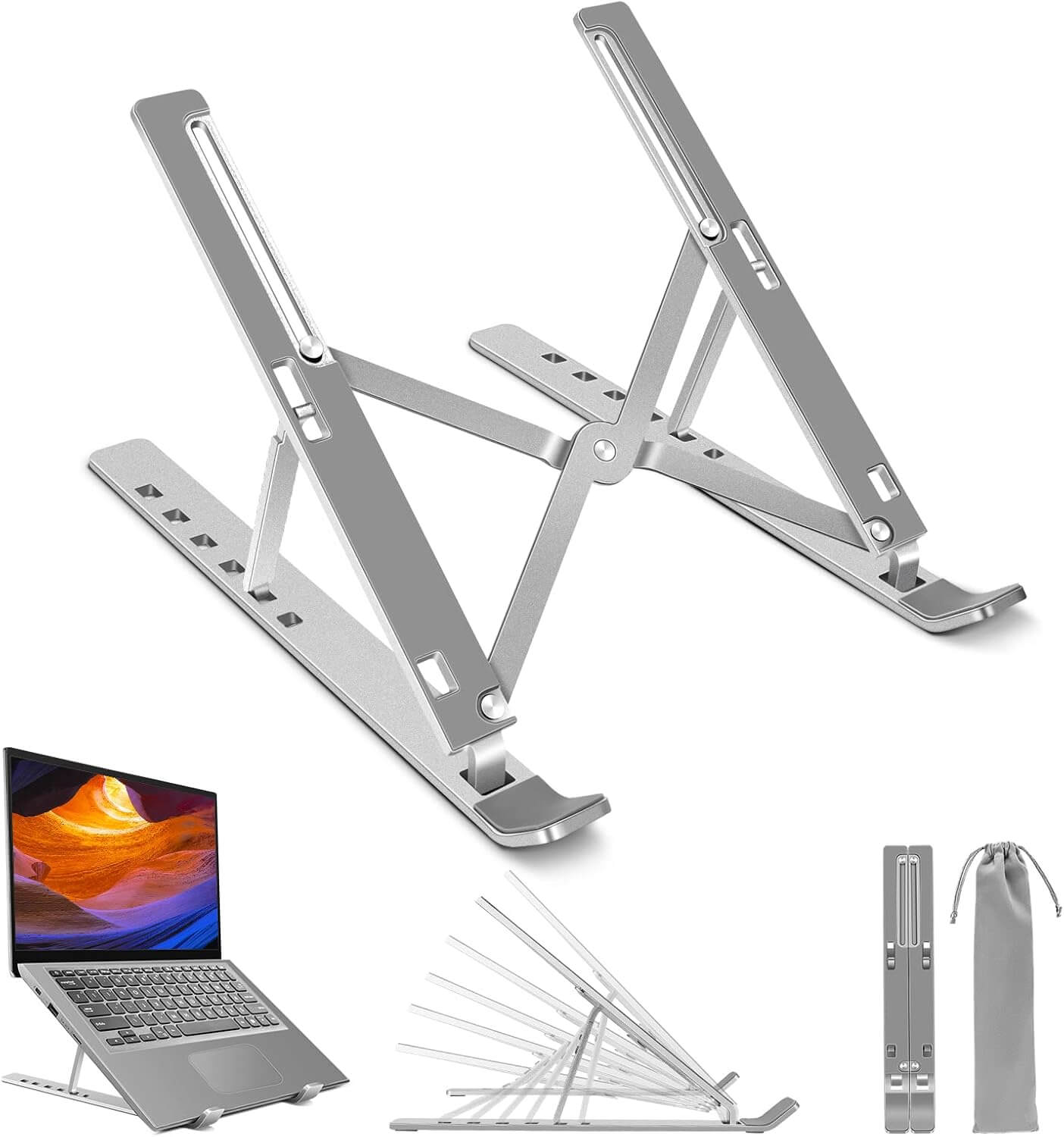 Support Ordinateur Portable, Support PC Portable, Laptop Stand en Plastique & Silicone Antidérapant & Alliage d'Aluminium, Compatible avec HP
