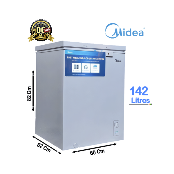 Congélateur Coffre Midea 142L Vue d'ensemble.