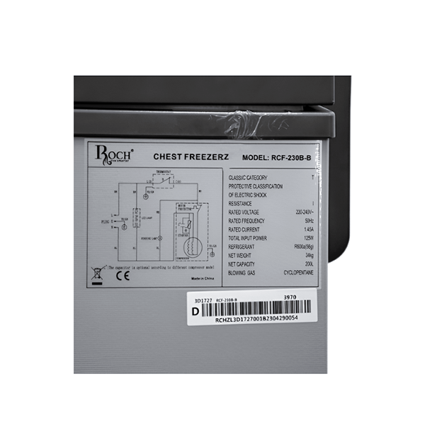Congélateur Coffre Roch 200L - Vue de la fiche.
