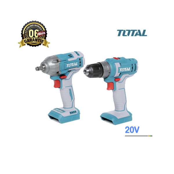 Kit Combo Industriel TOTAL TCKLI2019, 5 outils sans fil 20V Lithium, pack professionnel pour chantier