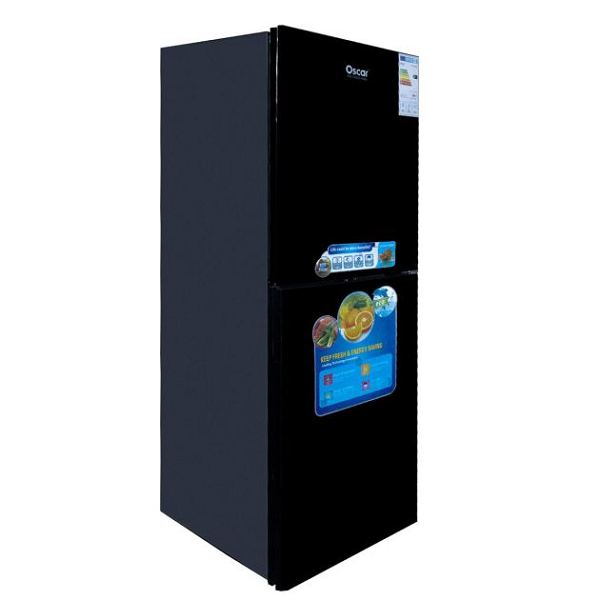 Vue intérieure du frigo OSCAR 400MB avec congélateur et rangements