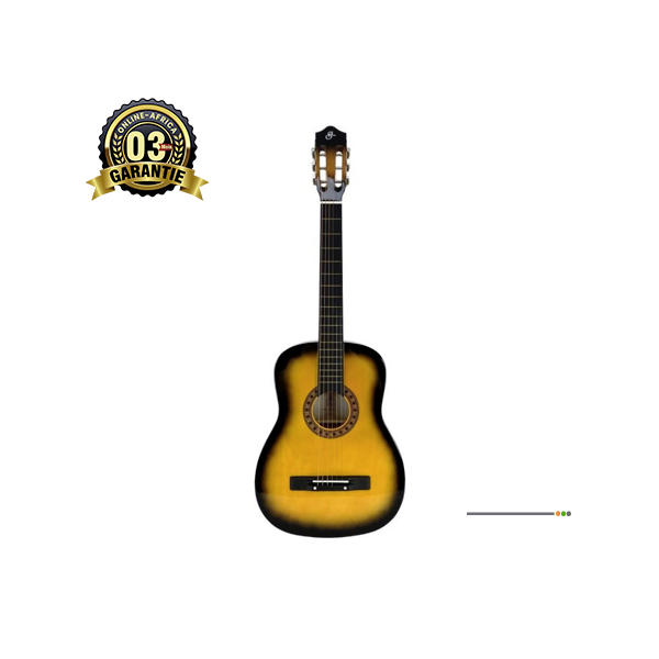 Vue latérale de la guitare sèche acoustique 03 mois avec finition bois naturel