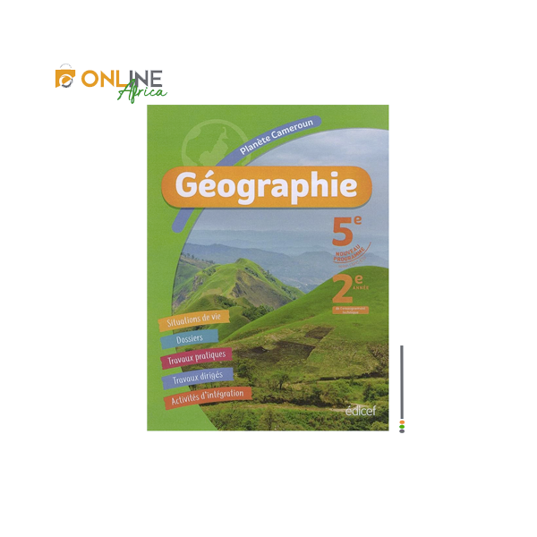 Manuel scolaire de géographie pour la classe de 5e au Cameroun, couverture du livre Planète Cameroun édité par EDICEF-ERA.
