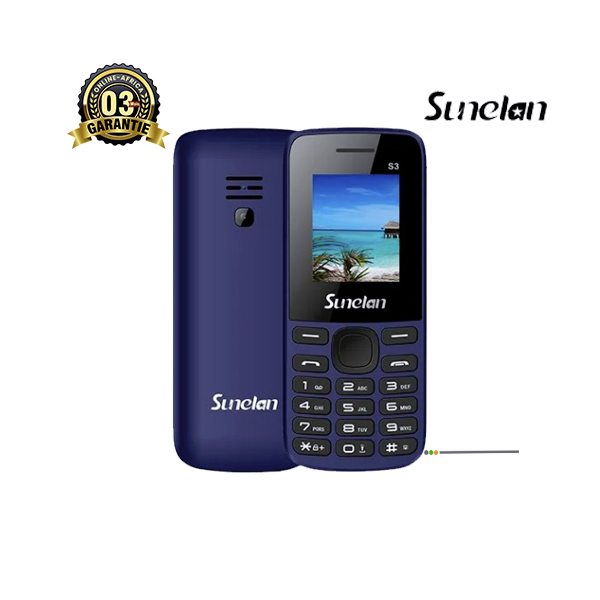 Image avant du Téléphone Classique Sunelan S3 – design compact noir