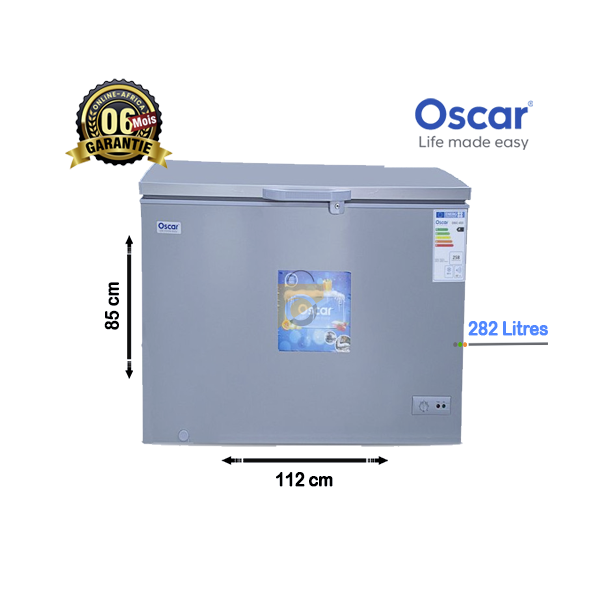 Congélateur coffre Oscar OSC-400 282L vue avant avec couvercle fermé