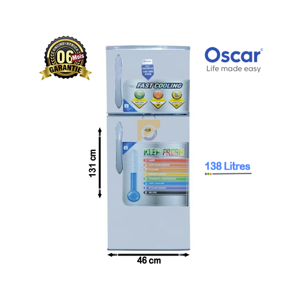 Réfrigérateur OSCAR OSC-R165S ouvert avec produits frais