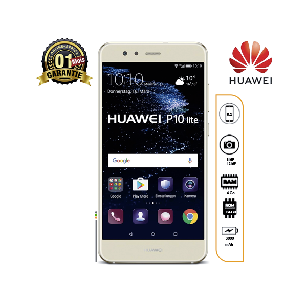 Huawei P10 Lite smartphone écran 5.2 pouces face