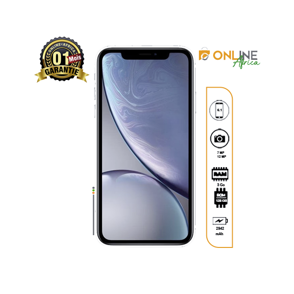 iPhone XR affichant un fond coloré sur écran Liquid Retina