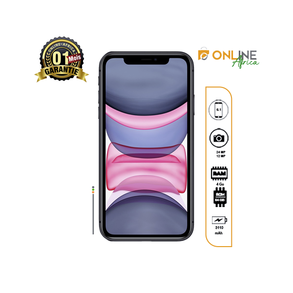 iPhone 11 affichant un fond coloré sur écran Liquid Retina