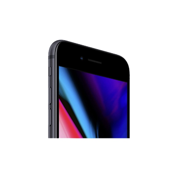 iPhone 8 Plus posé sur une table, affichant son design en verre et aluminium
