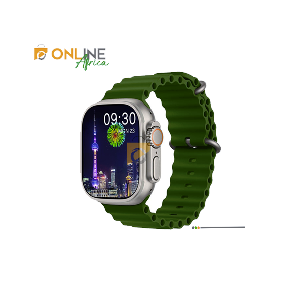Montre connectée Gold 10 Ultra 3 noire de 49 mm, affichant un cadran lumineux
