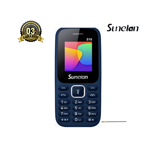 Téléphone Sunelan S15 noir avec clavier physique et écran couleur